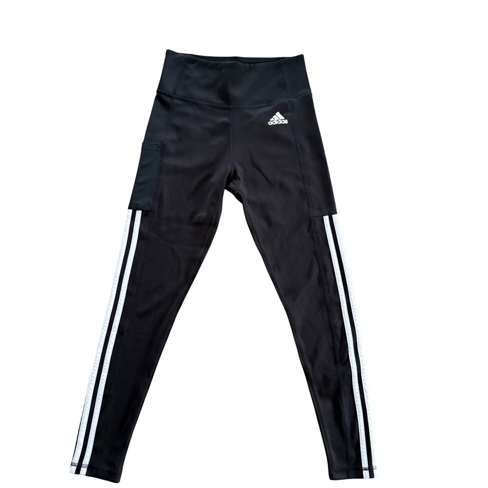 Adidas‎ Womens Primegreen Aeroready 3-Stripe Leggings Black White Small